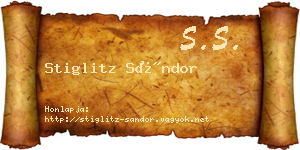 Stiglitz Sándor névjegykártya